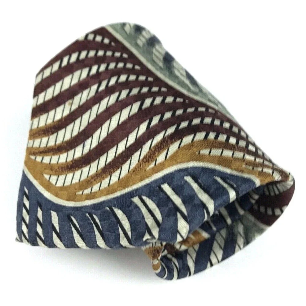 Jhane Barnes Silk Tie Men's Multicolor Designer Necktie Abstract Striped - Japan